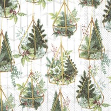 Салфетки 20бр White Xmas Plants бели